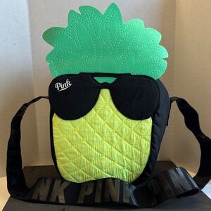 PINK Victoria's Secret Pineapple Cooler Bag - Green and Black NWOT